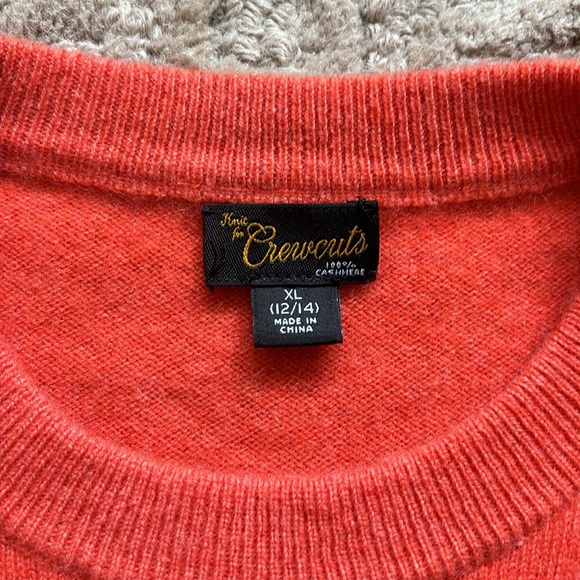 CREWCUTS 12-14 Unisex Orange 100% Cashmere Crew Neck Sweater Pullover Preppy - Picture 3 of 7